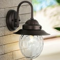 thumbnail image 6 of JONATHAN Y Rodanthe 8.25" 1-Light Farmhouse Industrial Iron/Glass Outdoor LED Sconce, Oil Rubbed Bronze/Clear, 6 of 11