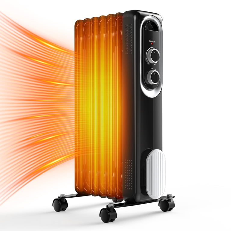 JIOABL 1500W Oil Filled Radiator Heater, Black photo 1