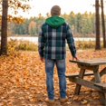thumbnail image 6 of Fabrcox Men's Hooded Plaid Shacket Long Sleeve Button Down Checkered Shirt Jacket with Chest Pockets Lightweight Casual Fall Outerwear Green L, 6 of 8