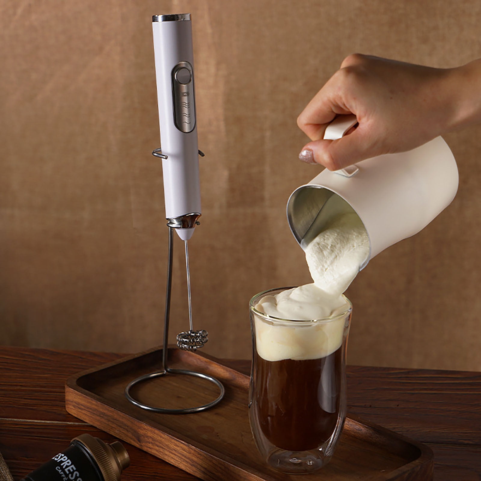 Arestory Milk Frother with USB Charger - 3 Speeds Handheld Mixers, Perfect Frother for Coffee, Matcha, Protein Shake, Milkshake, Whisk for Pancakes, Omelets, Baking, gift & more - White