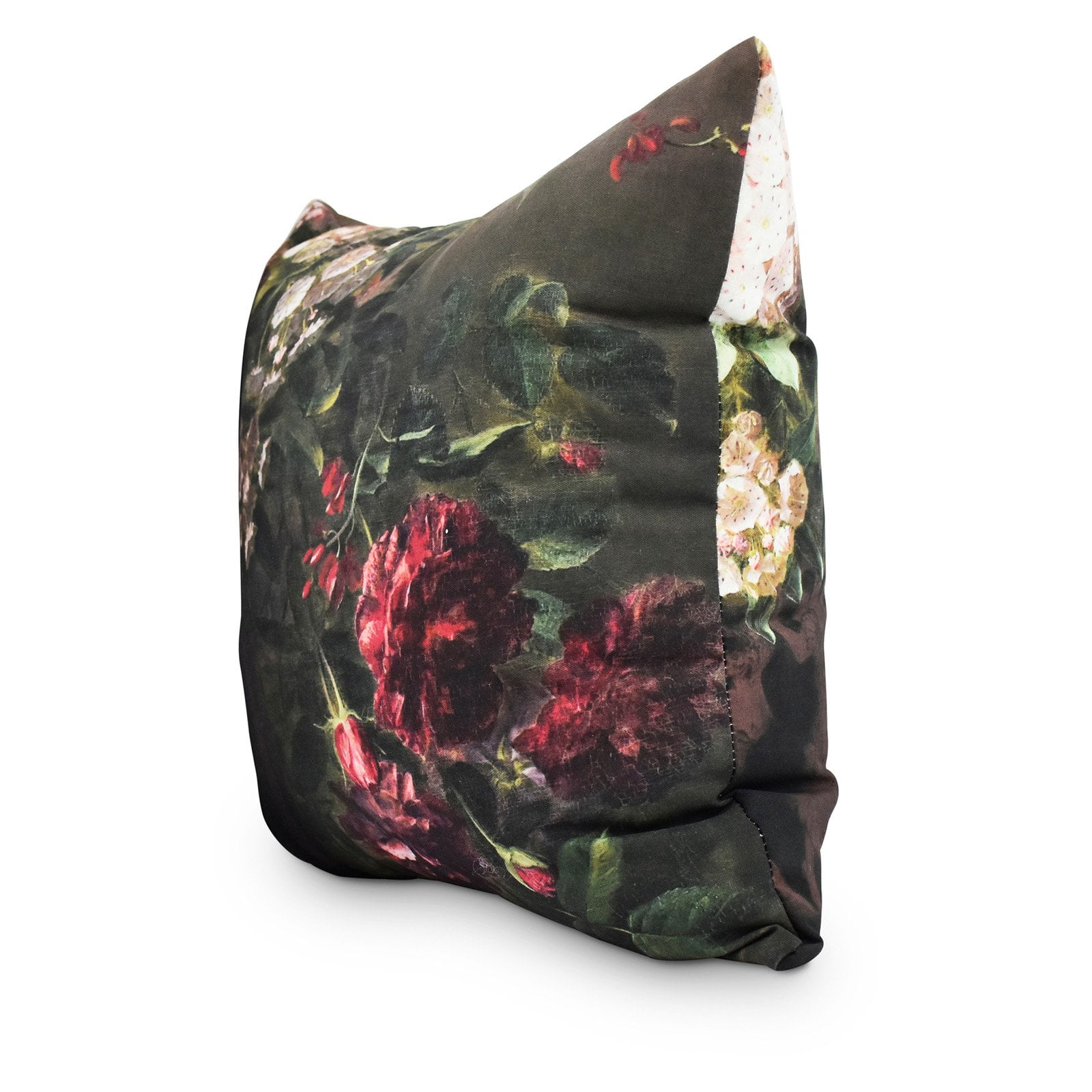 Floral Fancy 18 Inch Red Floral Print Decorative Throw Pillow