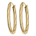 thumbnail image 3 of KoolJewelry 10k Gold Polish and Textured Finish Oval Hoop Earrings, 3 of 4