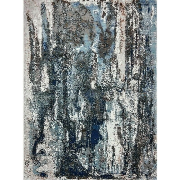 8' x 10' Shades of Blue and Gray Abstract Marble Area Rug
