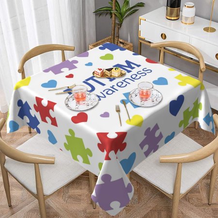 

Autism Awareness Square Tablecloth Washable Table Cloth Decorative Table Cover for Wedding Party Dining Festival 60 x60