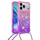 thumbnail image 2 of For iPhone 17 Pro Max Phone Case Gradient Quicksand TPU Back Cover with Long Strap - Pink Sky Blue, 2 of 5