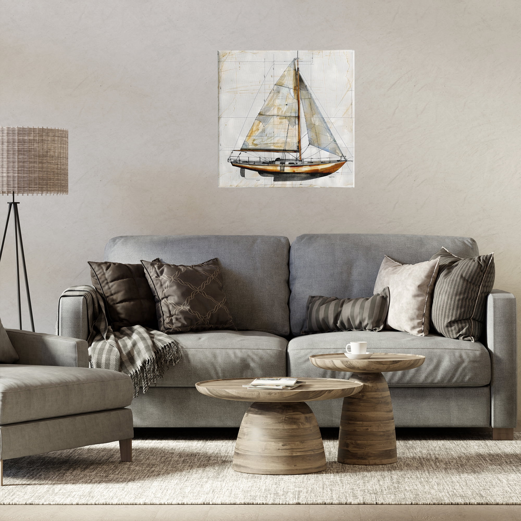 Stupell Industries Vintage Sailboat Drawing Blueprint Canvas Wall Art, design by Creative Studio