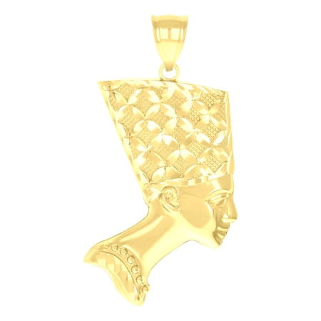 14k Yellow Gold Unisex Nefertiti Egyptian Charm Pendant for Men Women