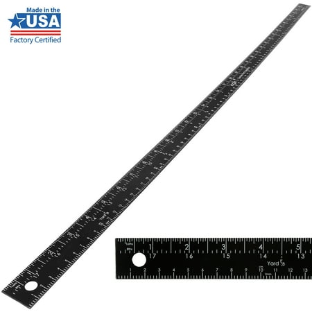 Logix 36 inch Zero Read Aluminum Ruler with Hang Hole, Black