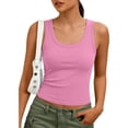 thumbnail image 5 of Lumtrix Womens Sleeveless Scoop Neck Built In Bra Tank Tops 2026 Summer Casual Basic Slim Fit Ribbed Knit Racerback Workout Cami Shirts Pink M, 5 of 5