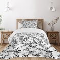 thumbnail image 3 of Ambesonne Floral Quilted Bedspread Set 2 Pcs, Baroque Blooms Vintage, Twin Size, Black and White, 3 of 6