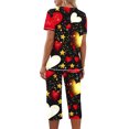 thumbnail image 3 of TIMIFIS Ensembles de Pyjama pour Femmes 2 Pcs - Pyjamas de la Saint-Valentin pour Femmes - Ensembles de Pyjamas pour Dames Manches Courtes Col Rond Haut et Pantalons Capris Ensembles de Détente, 3 of 5