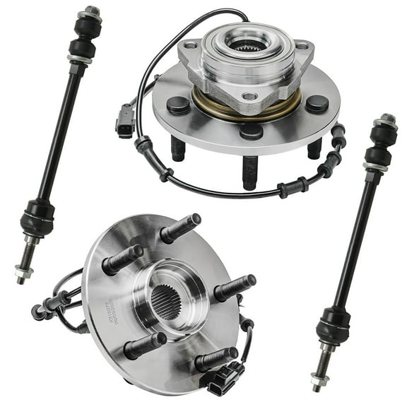 Detroit Axle - 4WD Front 4pc Wheel Bearing Hubs Kit for 2002-2005 Dodge Ram 1500, 2 Wheel Bearing & Hubs Assembly 2 Sway Bars 2002 2003 2004 2005 Replacement