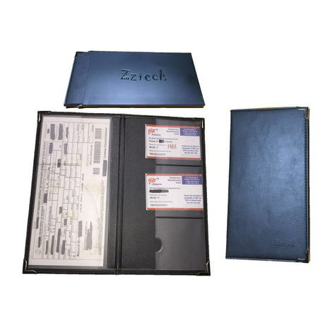 ZzTeck Black Car Registration Card Holder and Insurance - For Auto Truck Glove Box Console Documents Organizer Premium PU Black Leather Wallet