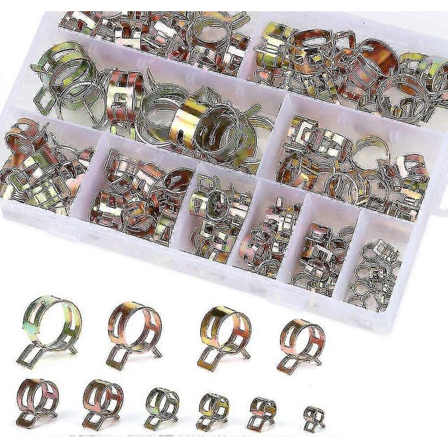 Spring Clip Hose Clamp Gasoline Hose Clamp, 100 Pieces Hose Clamps Spring Clip Hose Clamps Hose Clamp With Storage Box (6-22mm, Size 10) [free Shippin