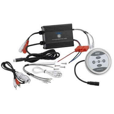 NEW Pyle PLMRMBT5B 2 Channel Marine Bluetooth Boat ATV Amplifier   Controller