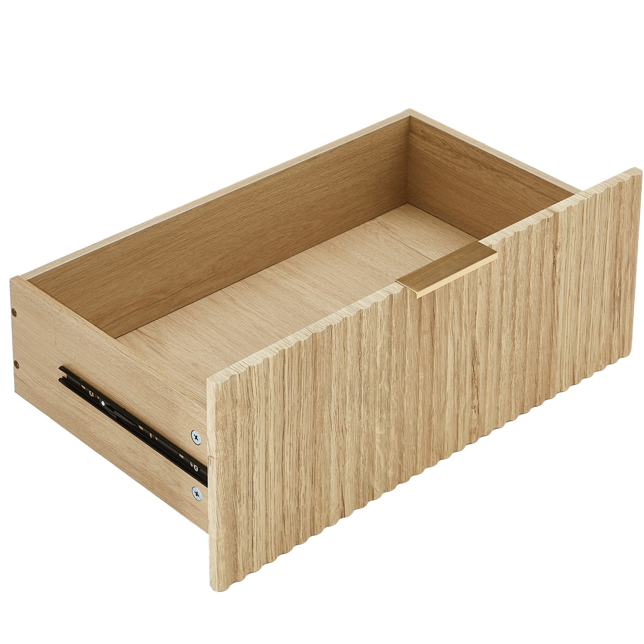 Noble House Relic 55" 6-Drawer Dresser, Modern Hallway Chest of Drawers with Curved Wave Panels and TV Stand, Oak