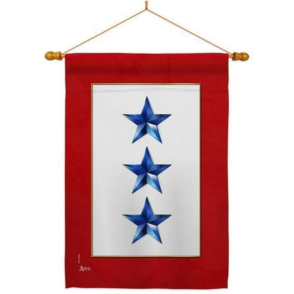 Americana Home & Garden HS141087-BO-03 28 x 40 in. Three Blue Stars House Flag Set Armed Forces Military Service Double-Sided Decorative Vertical Flags & Decoration Banner Garden Yard Gift