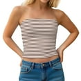 thumbnail image 3 of Horkkom Outfit for Women Going Out Summer Backless Tube Tops Striped Print Strapless Bandeau Tops XL, Gifts for Women, 3 of 10