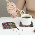 thumbnail image 6 of Bingfone Vintage Vintage Floral Leather Drinks Coasters With Set Of 6,Suitable For Home Kitchen,Coffee Cup Coasters Home Gift, 6 of 9