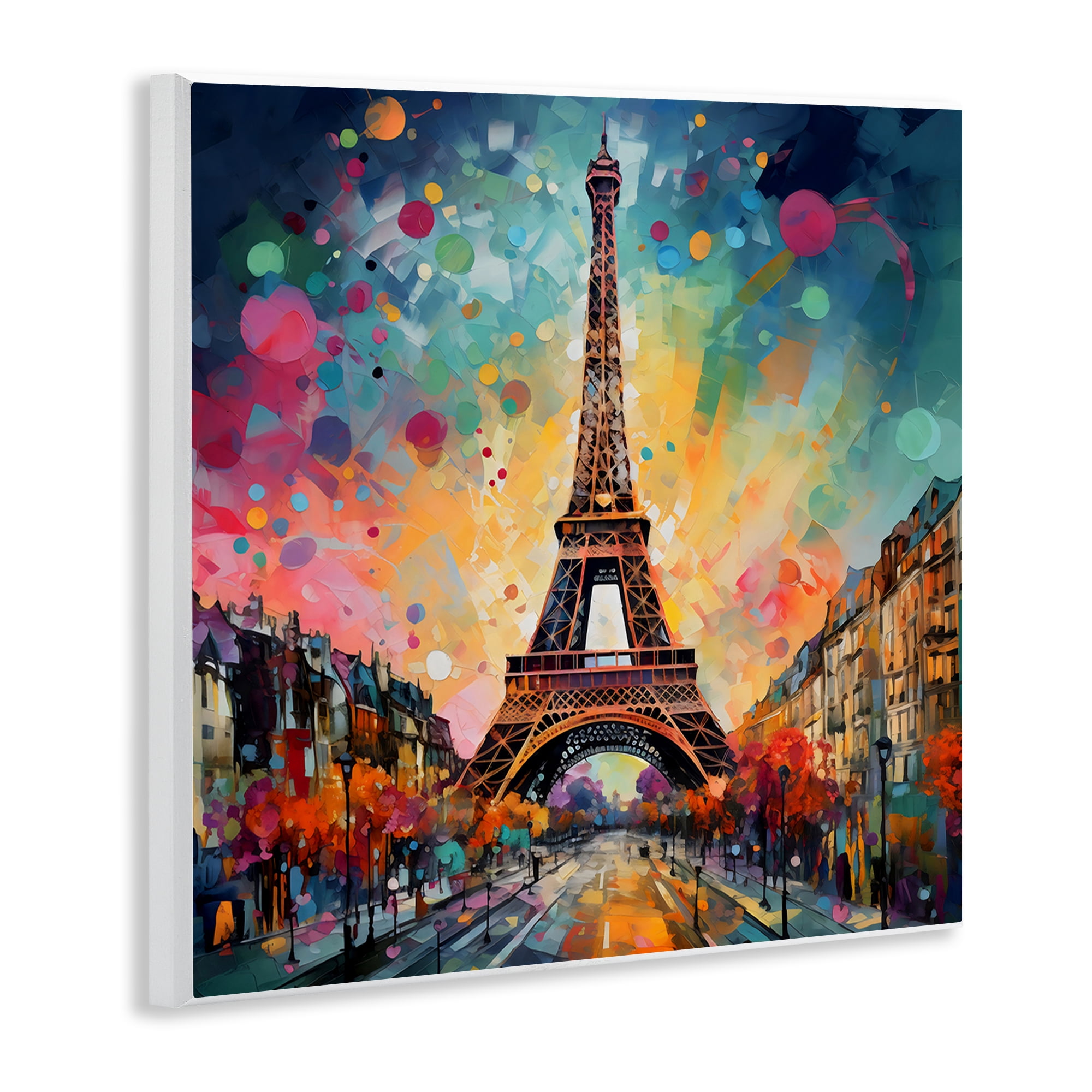 Stupell Industries Eiffel Tower with Vibrant Dots Wall Plaque Art, design by Creative Studio
