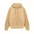thumbnail image 4 of Zimjoy Beige Hoodie for Men Basic Casual Loose Hooded Fleece Sweatshirt with Pocket Long Sleeve Drawstring Baggy Pullover Sweatshirts, Khaki M, 4 of 6