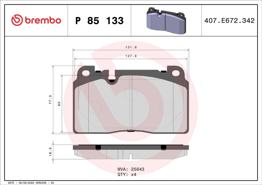 Brembo P85133 Premium Low-Met OE Equivalent Pad
