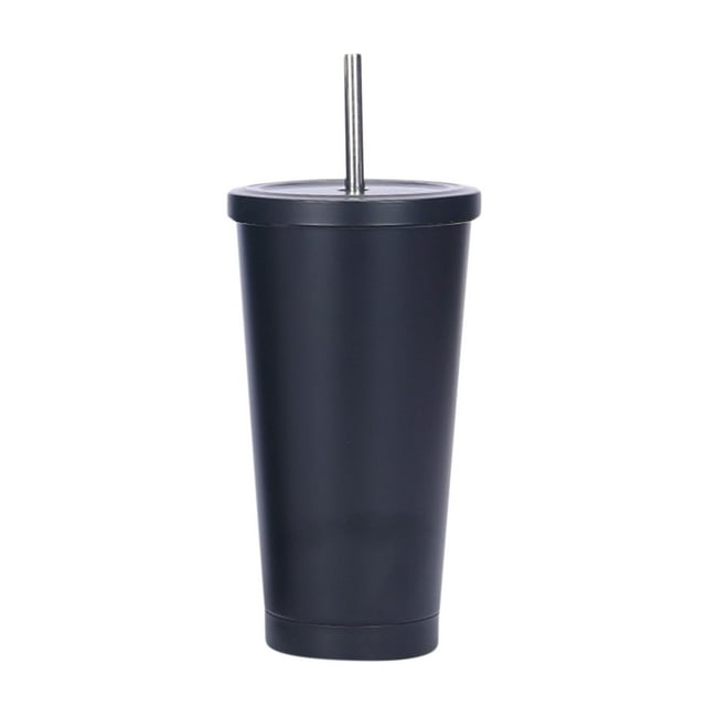Tasse à Paille en Acier Inoxydable à la Mode Tasse à Café 500 ml Grande Capacité Vide Portable Isolation Tasse Cadeau