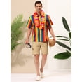 thumbnail image 3 of INSPIRE CHIC Camisa de verano con estampado de rayas arcoíris para hombre, camisas de manga corta con botones Multicolor Amarillo XL, 3 of 6