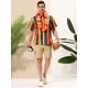 thumbnail image 3 of INSPIRE CHIC Camisa de verano con estampado de rayas arcoíris para hombre, camisas de manga corta con botones Multicolor Amarillo L, 3 of 6