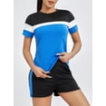 thumbnail image 4 of Conjunto de Ropa de mujer Lucakuins camisetas de manga corta color contrastante y pantalones cortos para correr S M L XL XXL, 4 of 9