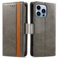 thumbnail image 3 of Étui pour iPhone 11 Pro Max en Cuir Portefeuille Folio Design Livre à Rabat Fermeture Magnétique - Gris, 3 of 5