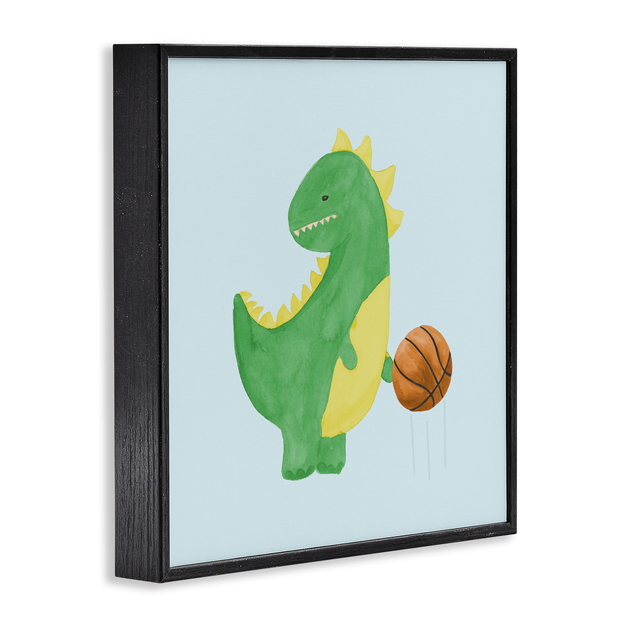 Stupell Industries Baby Dino & Basketball Black Framed Giclee Art, design by Lucille Price