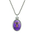 thumbnail image 1 of Queen Bee Antiqued Oval Charm Pendant with Chain, 1 of 3