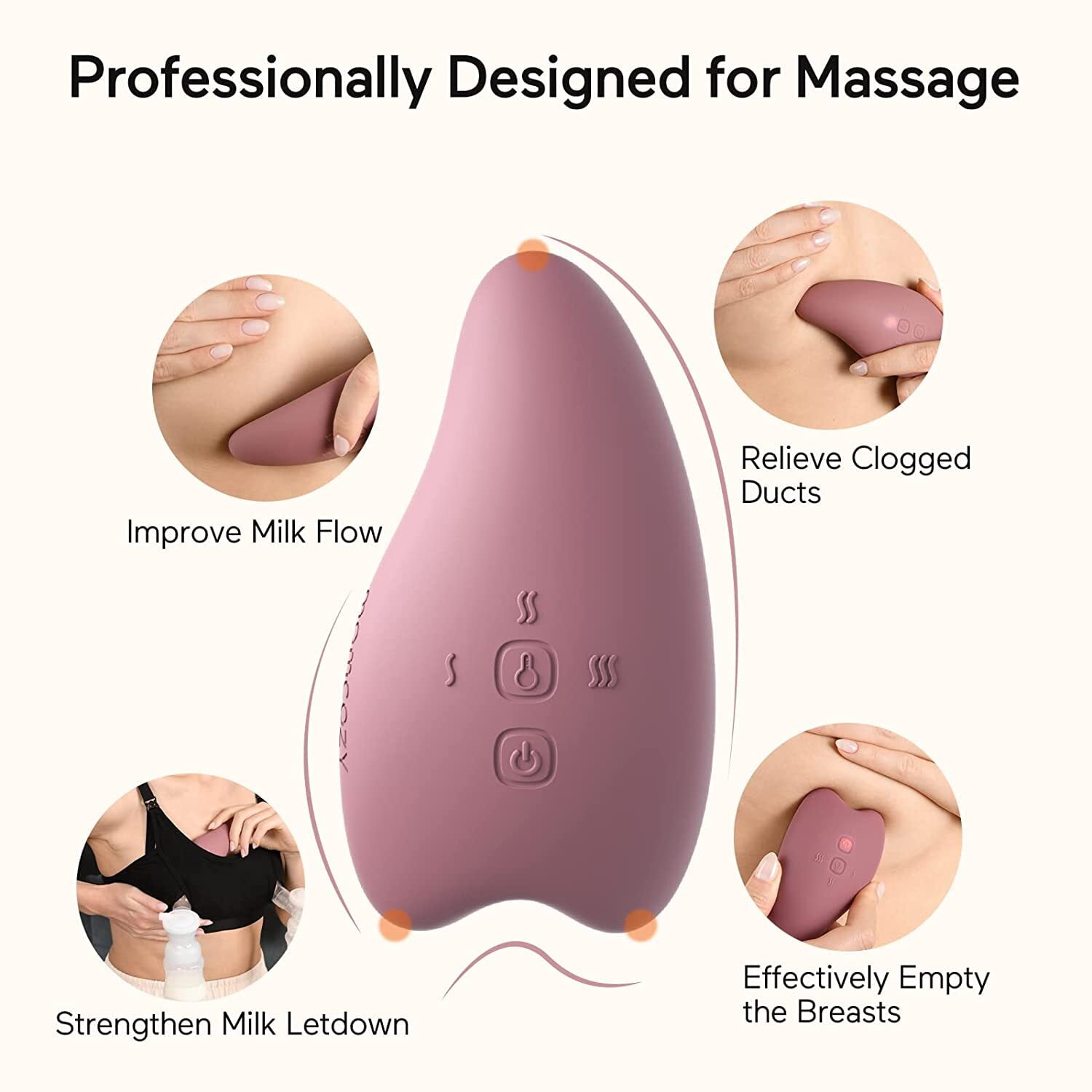 Momcozy Kneading Lactation Massager with Heat, 3-in-1 Real-Like Massage for  Relieve Clogged Ducts, Breast Massager Warming for Breastfeeding, Improve