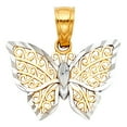 thumbnail image 2 of 14K Two Tone Gold Fancy Monarch Butterfly Charm Pendant with 0.9mm Singapore Chain Necklace - 22", 2 of 6