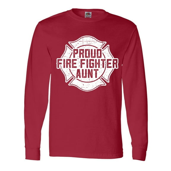 Inktastic Proud Firefighter Aunt WHT Long Sleeve T-Shirt