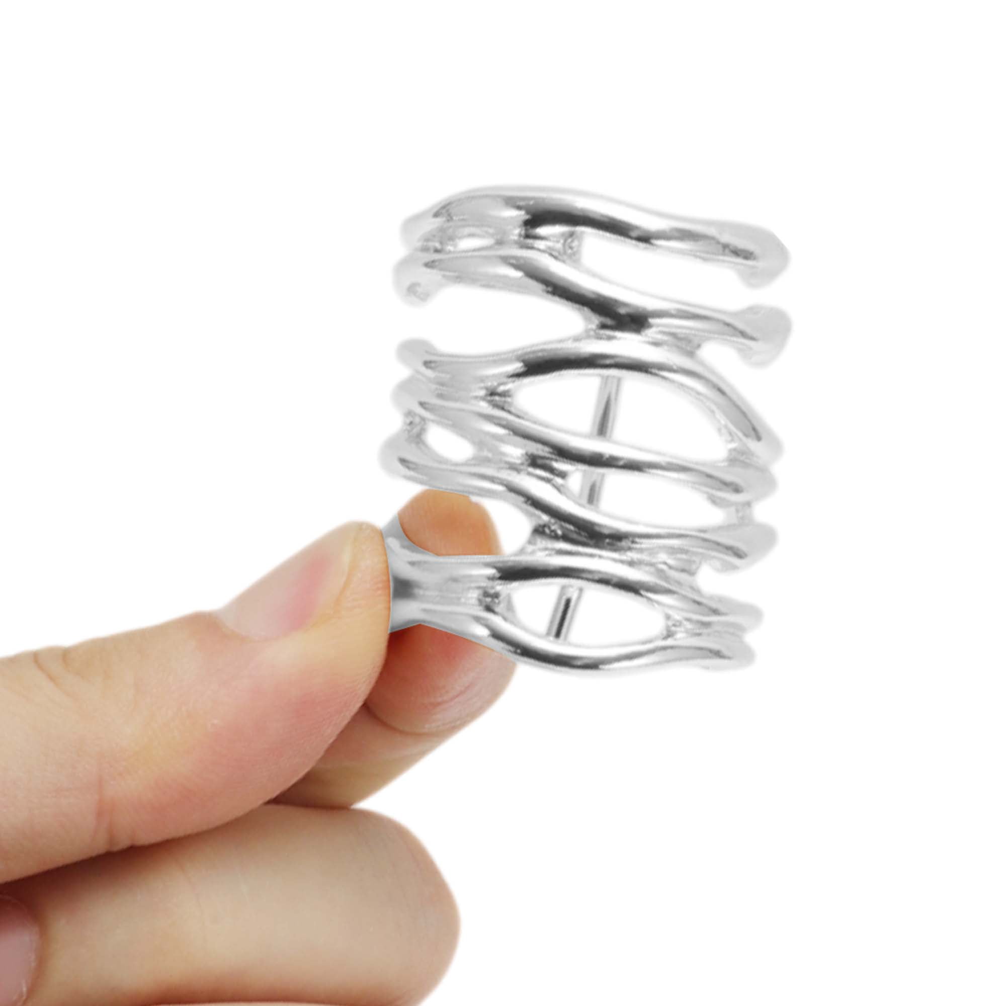 Unique Bargains Irregular Hollow U-shaped Ponytail Buckle Hair Clip for Women Silver Tone