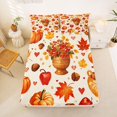 thumbnail image 5 of Manfei Orange Pumpkin Maples Queen Sheets,Fall Thanksgiving Print Queen Sheet Sets,4 Pieces,1 Flat Sheet,1 Fitted Sheet and 2 Pillowcases, 5 of 6