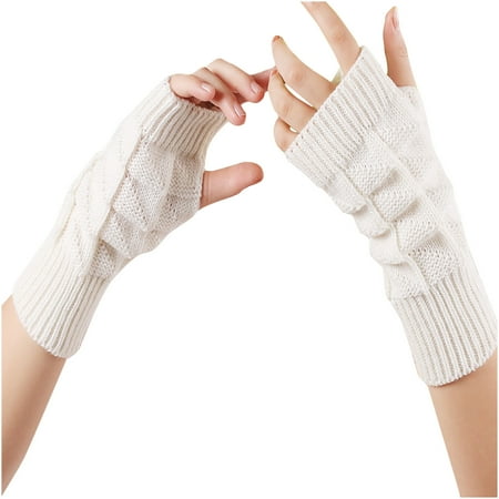 

Herrnalise Christmas Gifts Women Girl Knitted Arm Fingerless Keep Warm Winter Gloves Soft Warm Mitten Clearance Sales Today Deals Prime