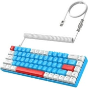 ZIYOULANG T8 60% Gaming Keyboard, 68 Keys Compact Mini Wired Mechanical Keyboard with 18 Chroma RGB Backlit, Blue Switch, USB C Coiled Keyboard Cable for PC Laptop Mac PS4 XBOX -Blue White
