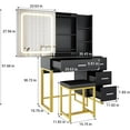 thumbnail image 2 of Yeshouse Vanity Desk with Sliding LED Mirror, Power Outlet, 4 Drawers & Stool, 2 of 9