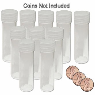 100 Clear Case Tubes 2 Penny Cent Tube Storage Box Coin Holder 19mm Heavy Duty 