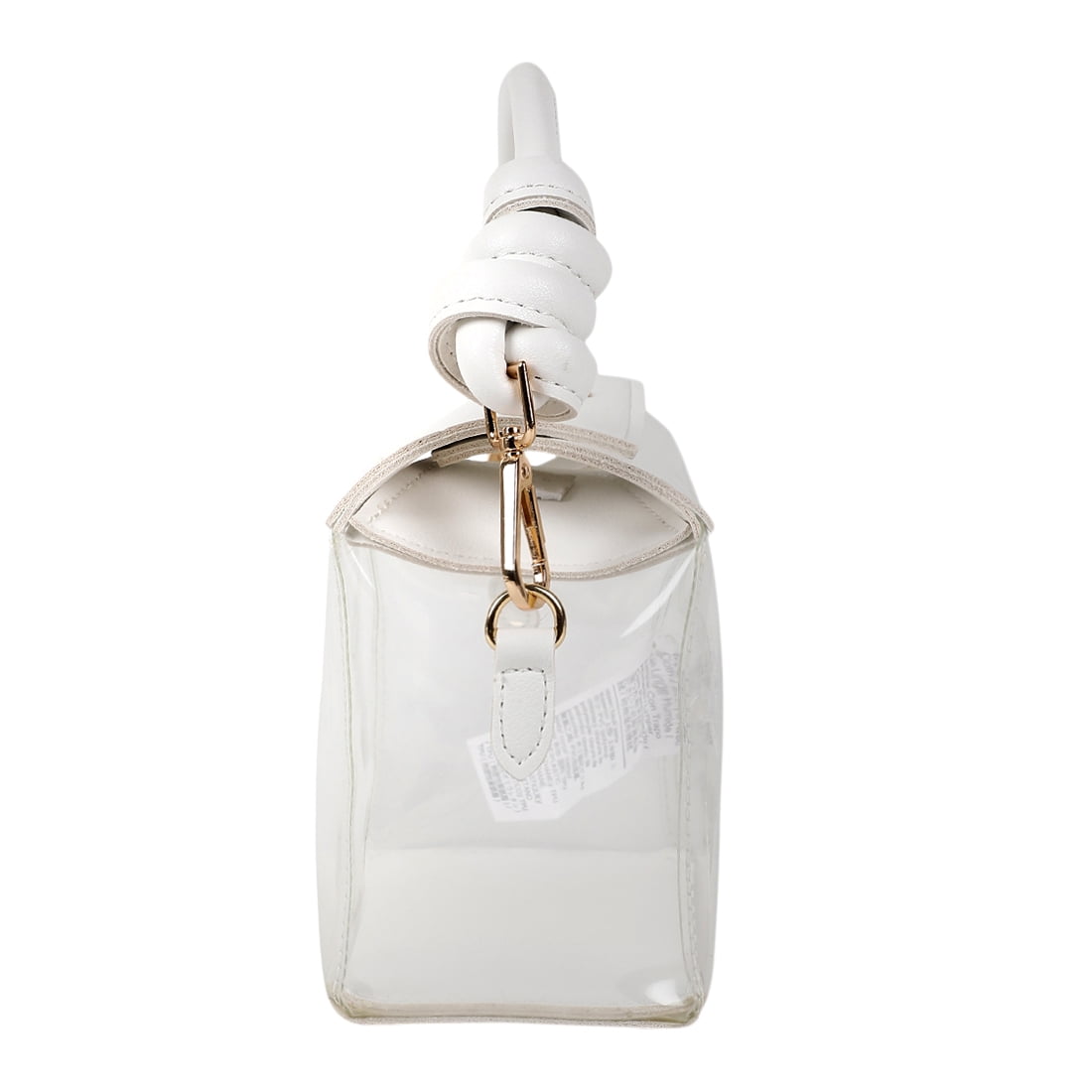 MINISO Square Handbag Clear Material Women s Tote with Metal Buckle White Walmart