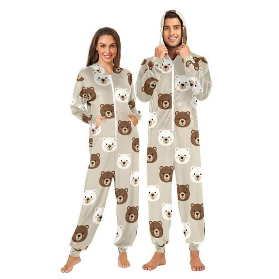 joogoo Cute Bears Unisex Adults Onesies Pajamas Jumpsuits L