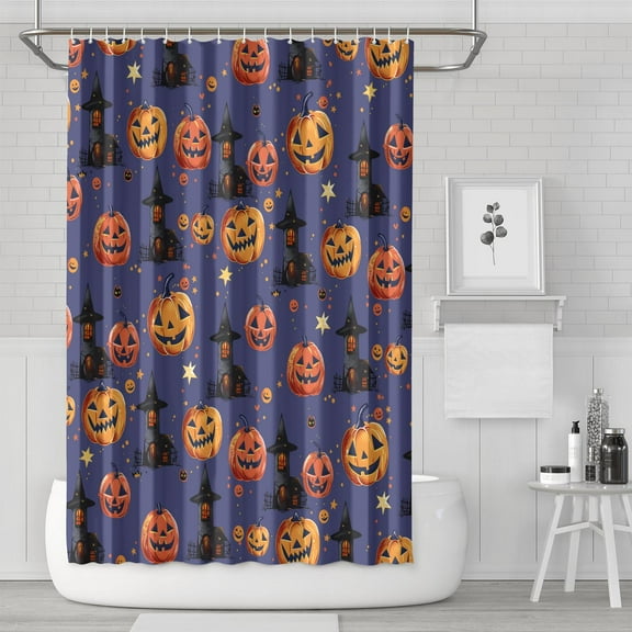 Shower Curtain for Bathroom Fall Autumn Boo Pumpkin Farmhouse Halloween Bathroom Curtain Waterproof Vintage Shower Curtain Hooks Included,72x72Inch