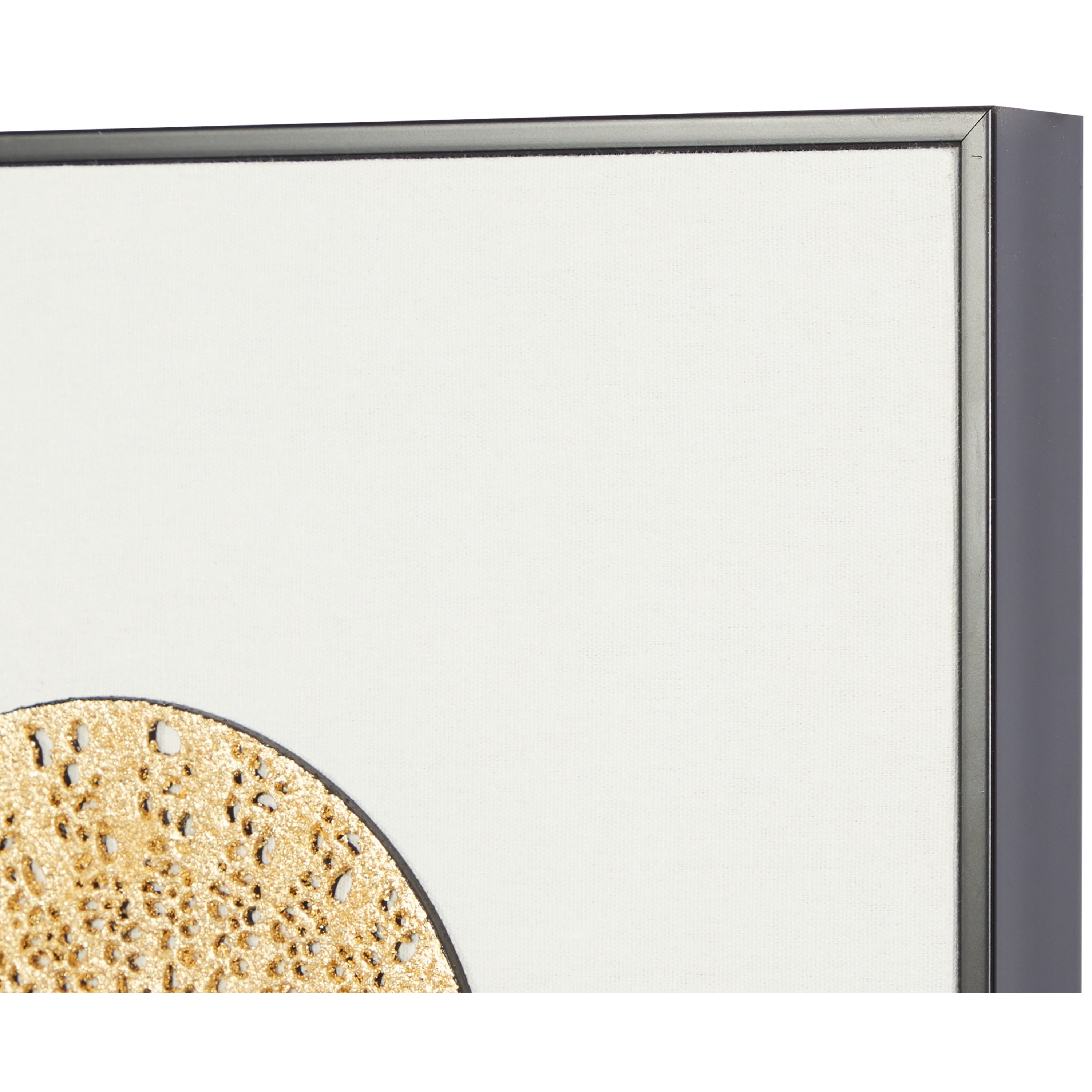DecMode Gold Canvas Contemporary Radial Circles Framed Wall Art