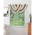 thumbnail image 2 of Waterfall Valances for Windows, Sage Green Farmhouse Kitchen Sheer Valance Curtains, Green Brown Striped Rod Pocket Elegant Swag Valances for Living Room Bedroom, 47.2"x38.5", 3 Panel, 2 of 8