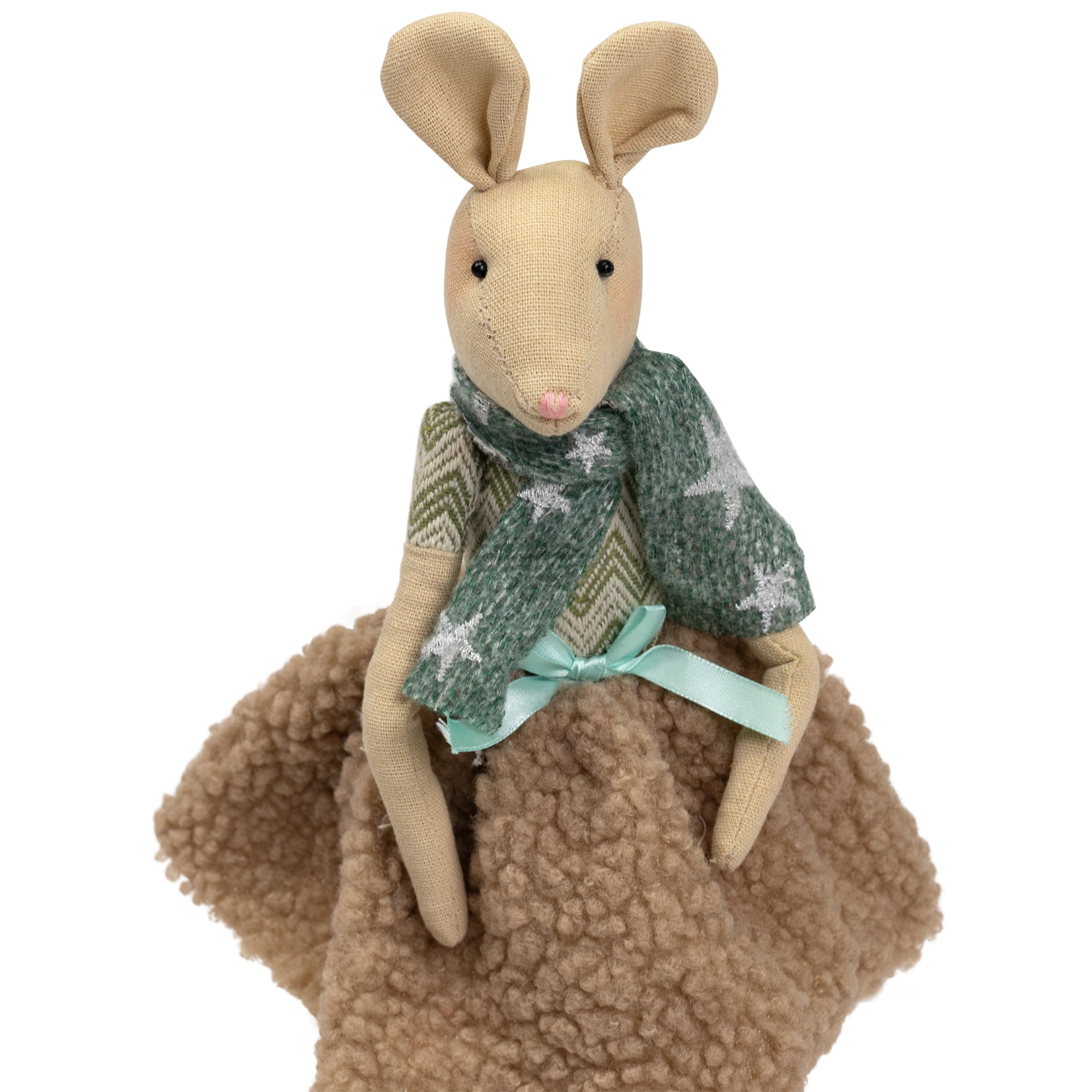 Northlight Sitting Girl Mouse in Plush Dress with Dangling Legs Christmas Figure - 18"