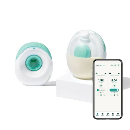 Willow Go Wearable Cord Free Double Electric Breast Pump, Clear