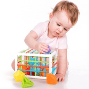 Nacams Baby Shape Sorting Toys, Montessori Toys, 1 Year Old Development Toys, Storage Box and 6 Sensory Shaped Blocks, Fine Motor Skills, Birthday Gifts for Boys and Girls